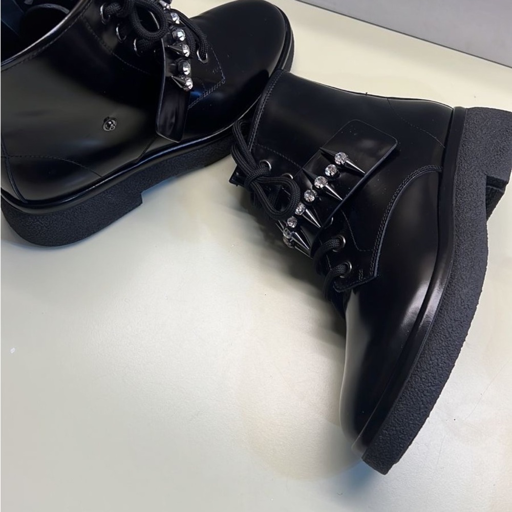 Agl MADE IN ITALY LEATHER Black Combat Moto Boots with Buckles original 615 $ - Picture 10 of 13